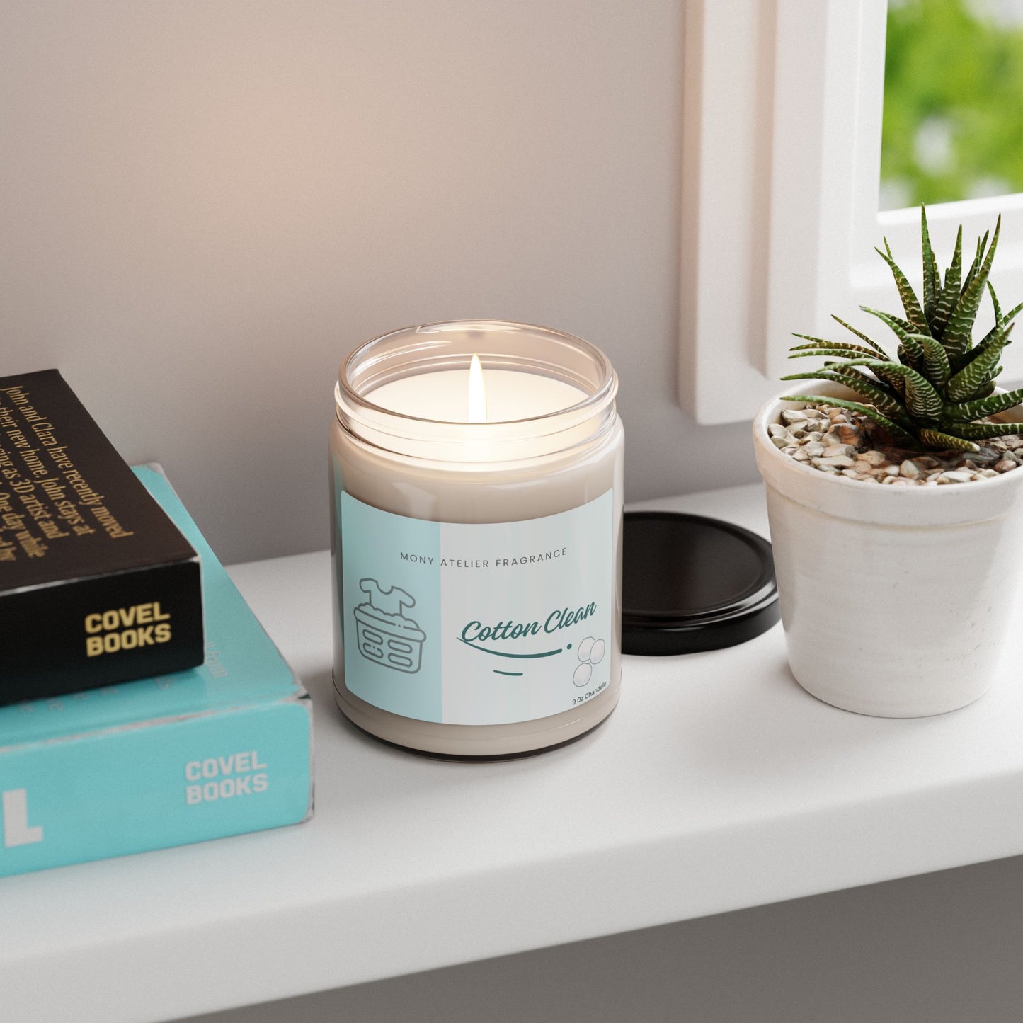 Bougie parfumée en cire de soja – Coton frais | Parfum propre pour la maison, idée cadeau bien-être, yoga, aromathérapie, décoration intérieure