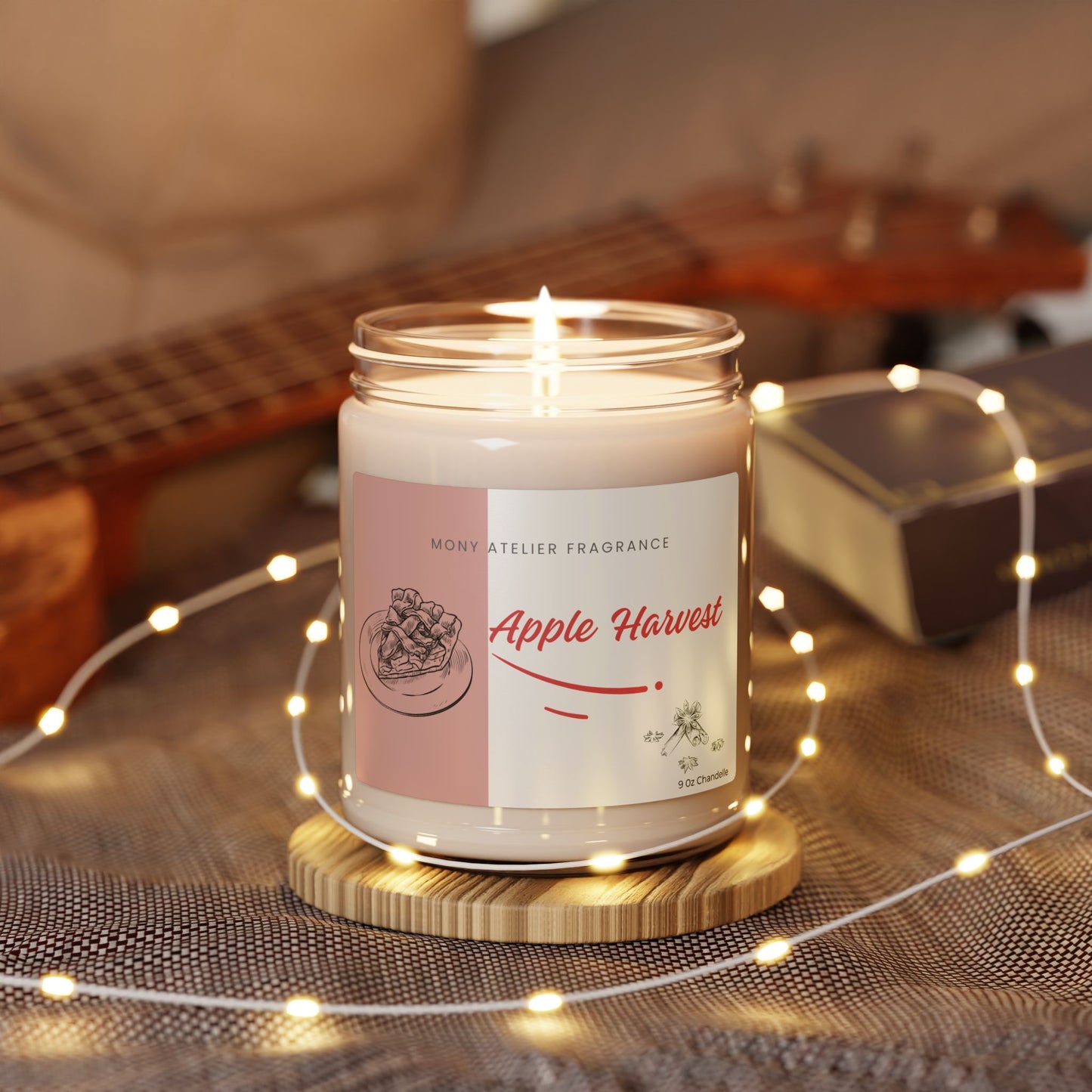 Bougie parfumée en cire de soja – Ambiance d’automne | Parfum pomme & récolte, déco chaleureuse, idée cadeau cocooning