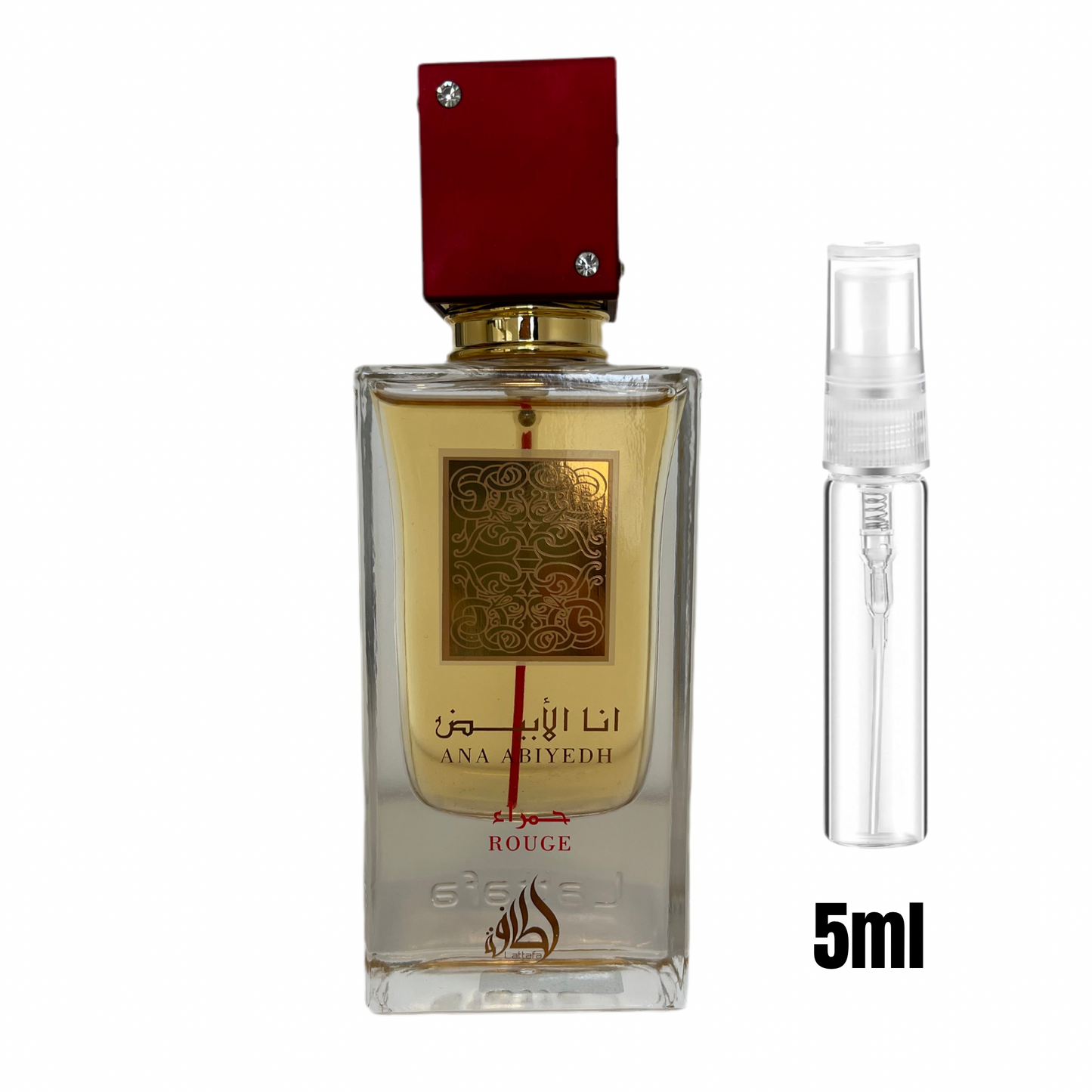 Échantillon 5 ml d’Ana Abiyedh Rouge – Lattafa / Parfum oriental élégant et intense.