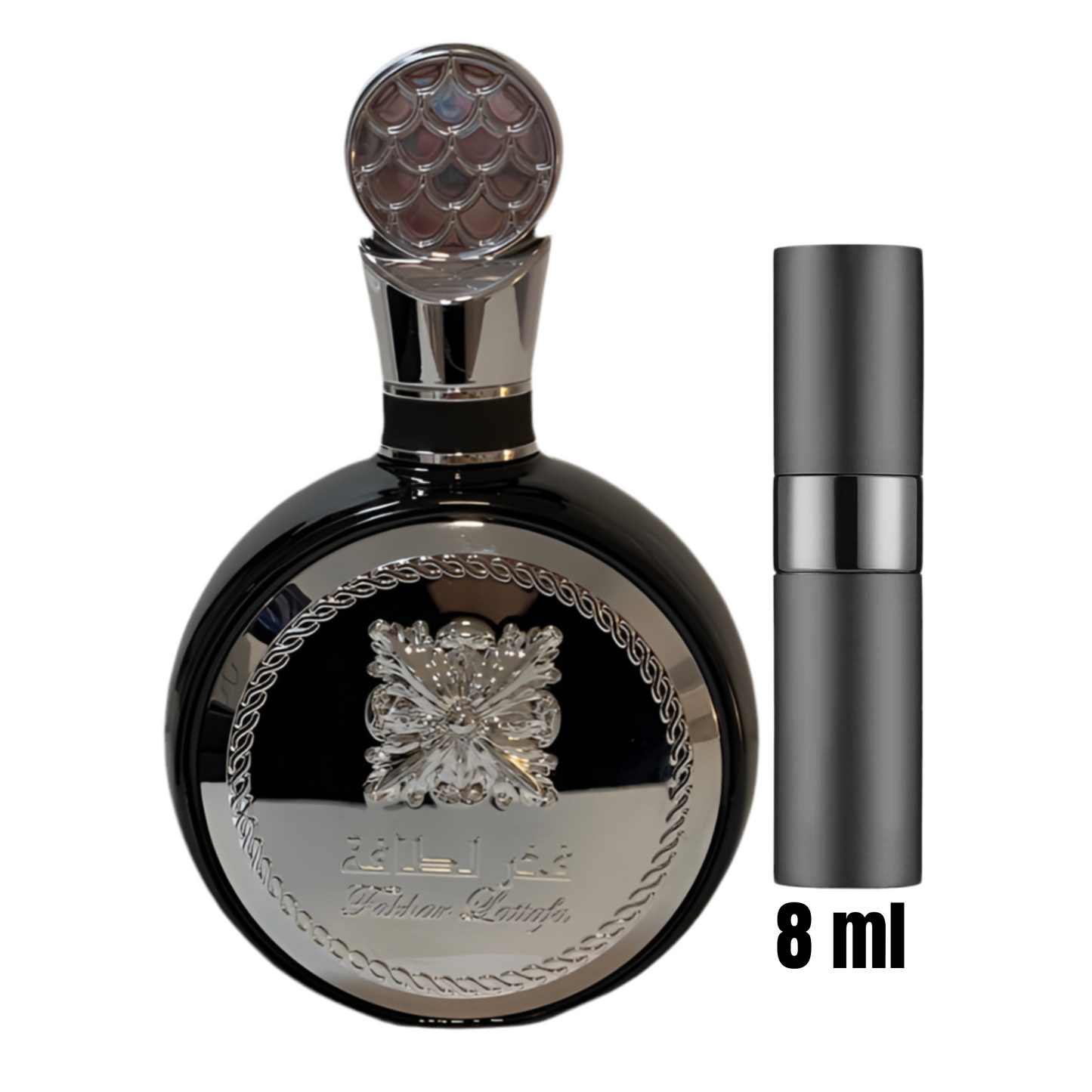 Échantillon 8 ml de Fakhar Noir / Format idéal pour découvrir ce parfum iconique.