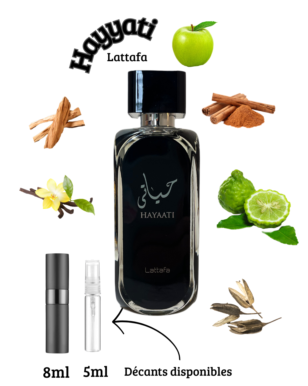 Hayyati Black – Lattafa Eau de Parfum (5 ml / 8 ml / 100 ml)