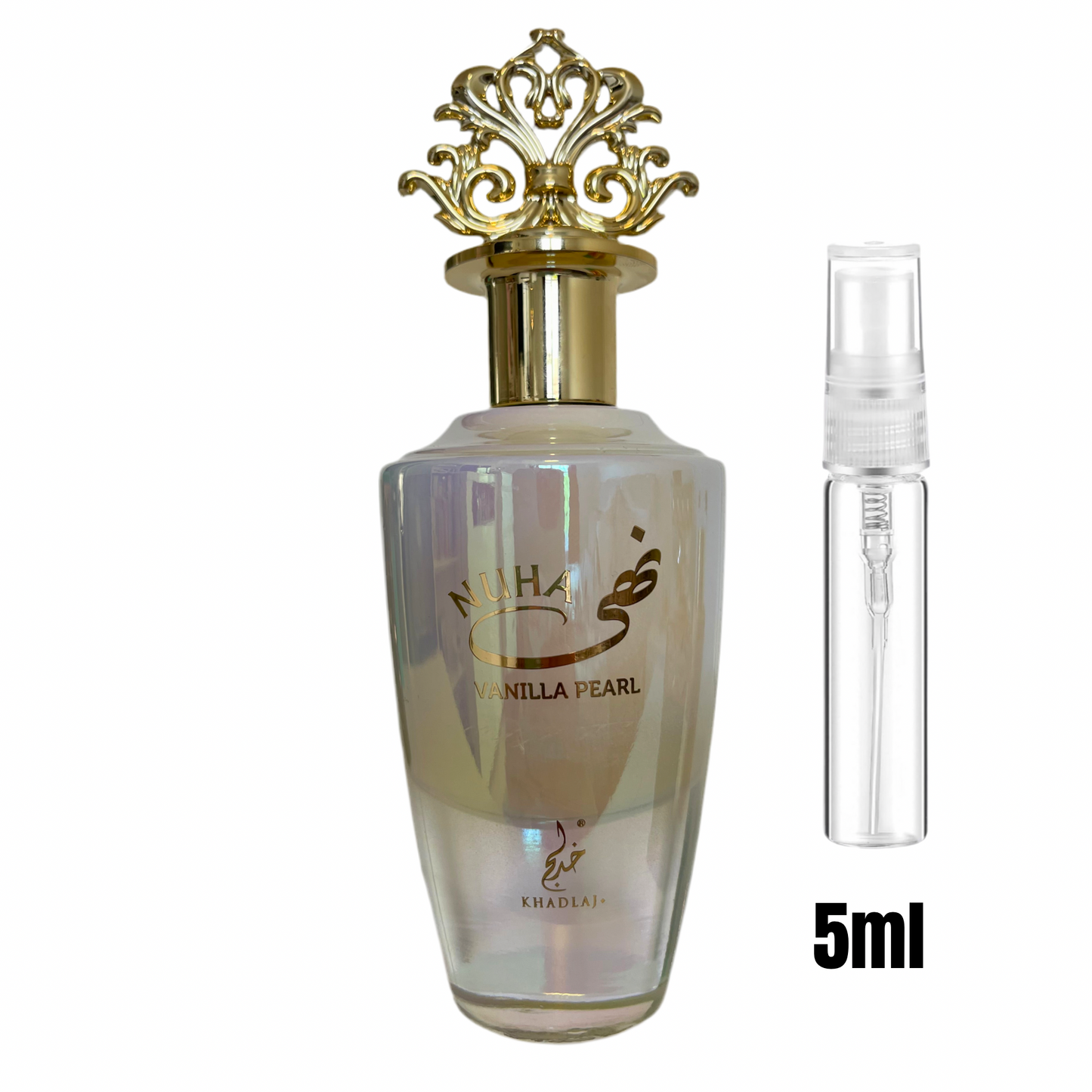 Échantillon 5 ml de Nuha Vanilla Pearl – Khadlaj / Parfum gourmand et élégant.