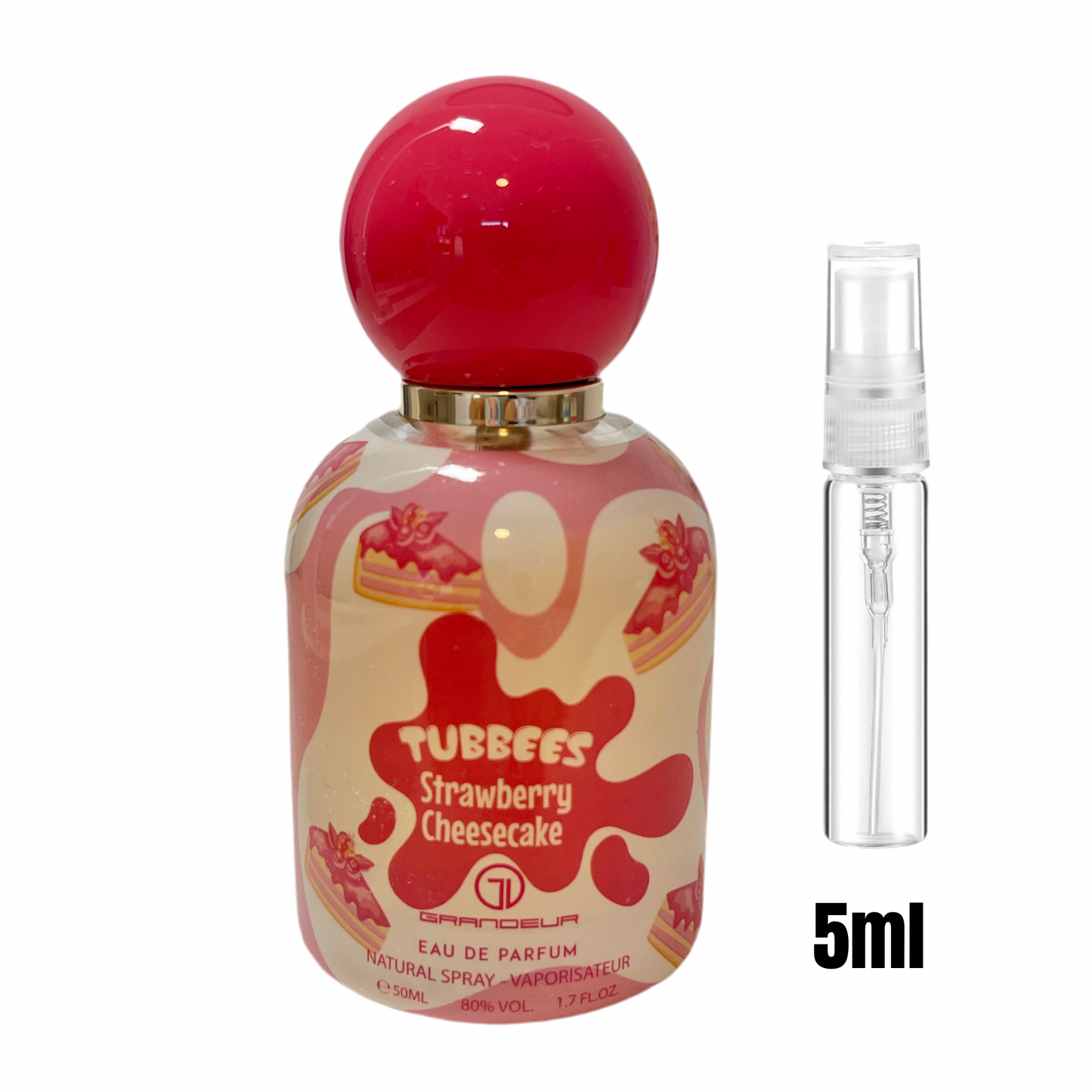 Échantillon 5 ml de Tubbees Strawberry Cheesecake / Format pratique pour découvrir une senteur fruitée et crémeuse.