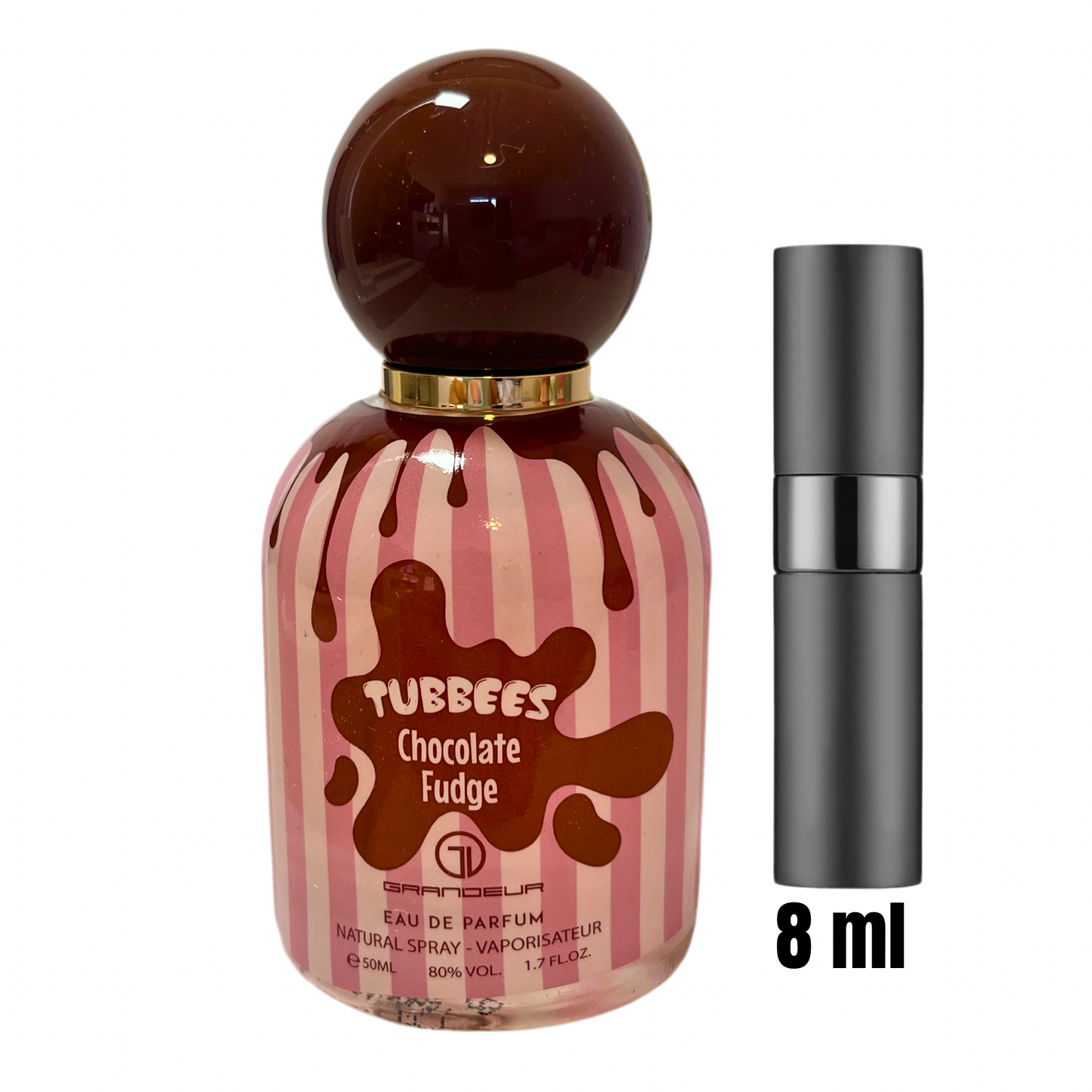 Échantillon 8 ml de Tubbees Chocolate Fudge / Senteur gourmande et enveloppante en format pratique.