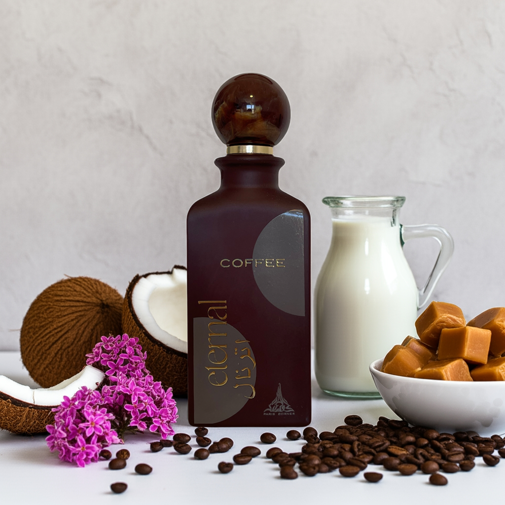 Notes de Eternal Coffee : café noir, vanille, caramel, bois épicés, ambre doux.
