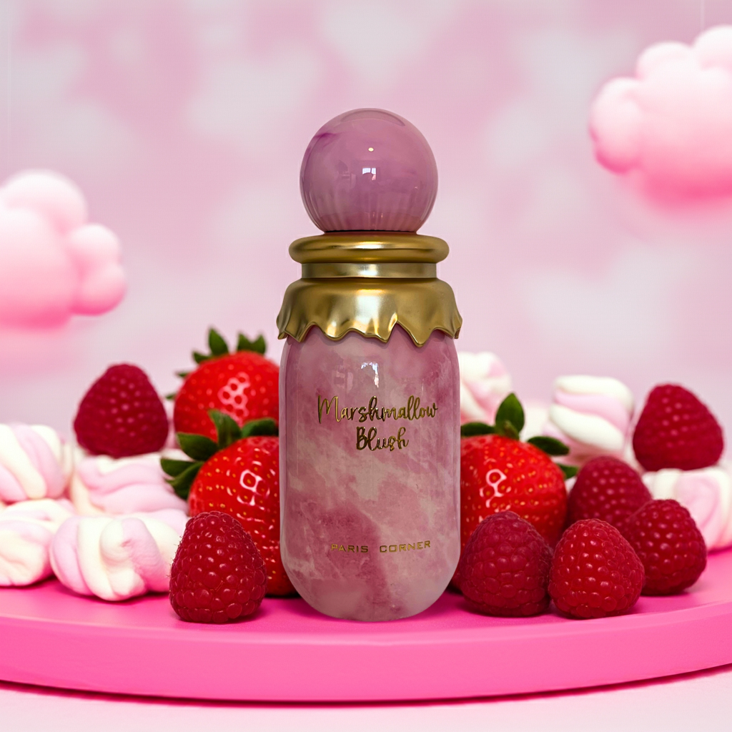 Notes de Marshmallow Blush : guimauve, fruits rouges, rose, fleur d’oranger, vanille et musc blanc.