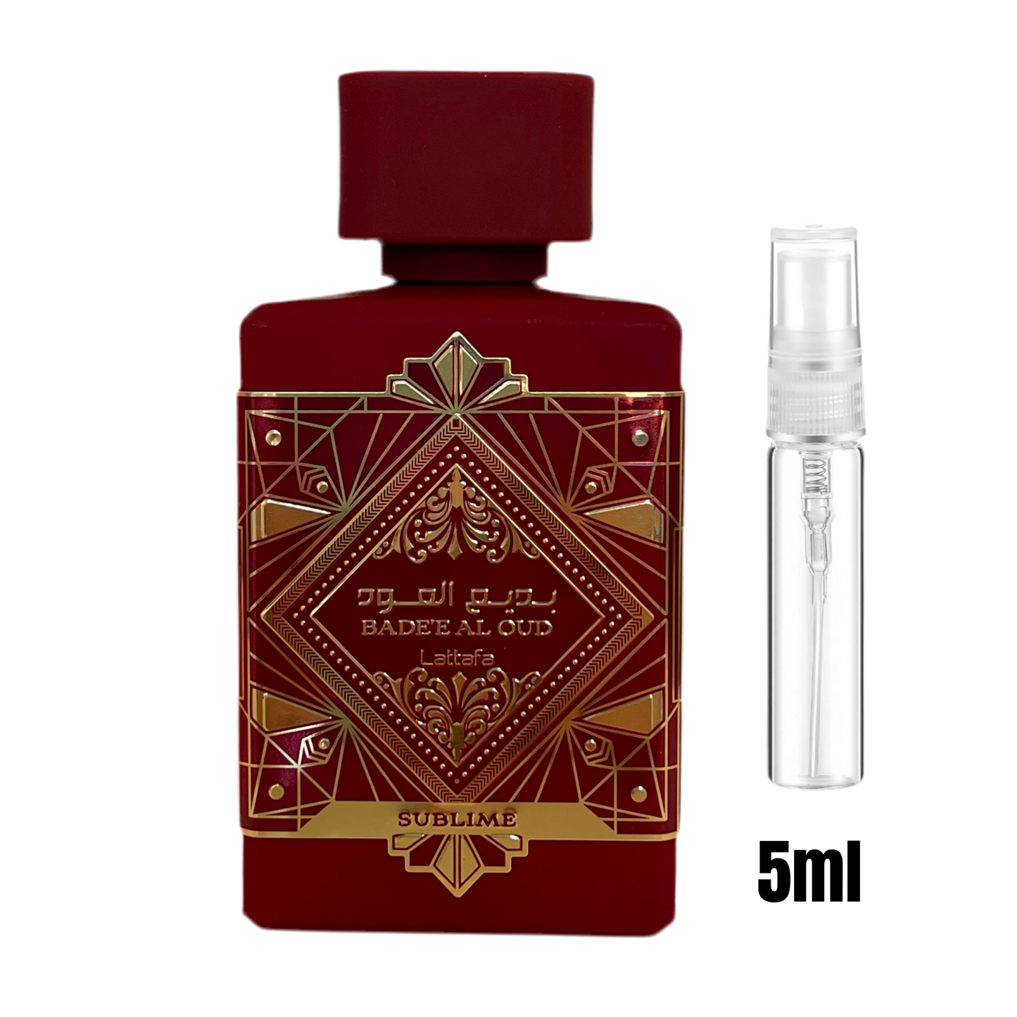 Échantillon 5 ml de Bade’e Al Oud Sublime – Lattafa / Parfum oriental élégant en petit format.