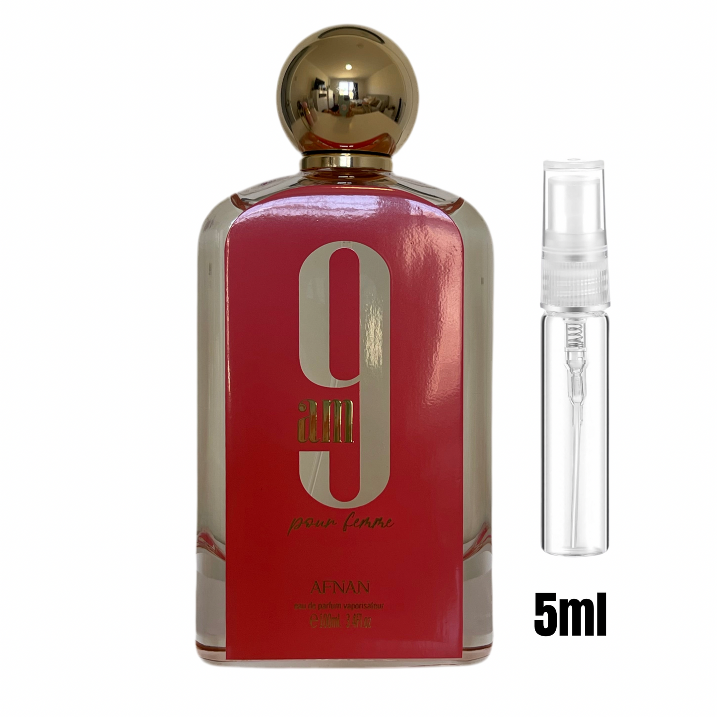 Échantillon 5 ml de 9am pour Femme – Afnan / Parfum frais et féminin au format voyage.