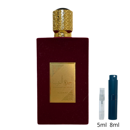 Ameerat Al Arab Rouge – Asdaaf / Échantillon 5 ml ou 8 ml / Flacon en verre avec spray / Parfum format voyage