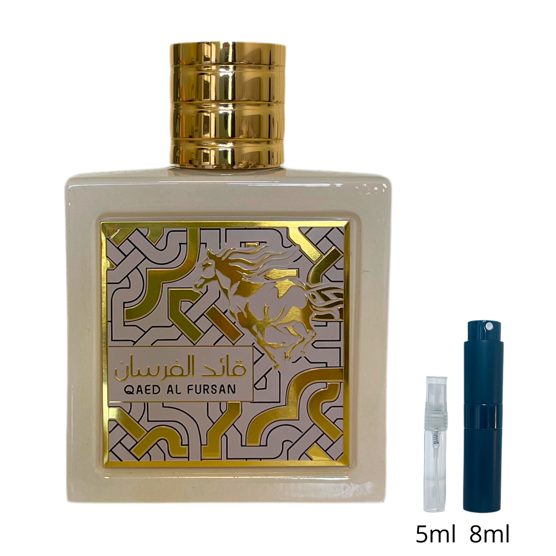 Qaed Al Fursan – Lattafa / Échantillon 5 ml ou 8 ml / Flacon en verre avec spray / Parfum format voyage
