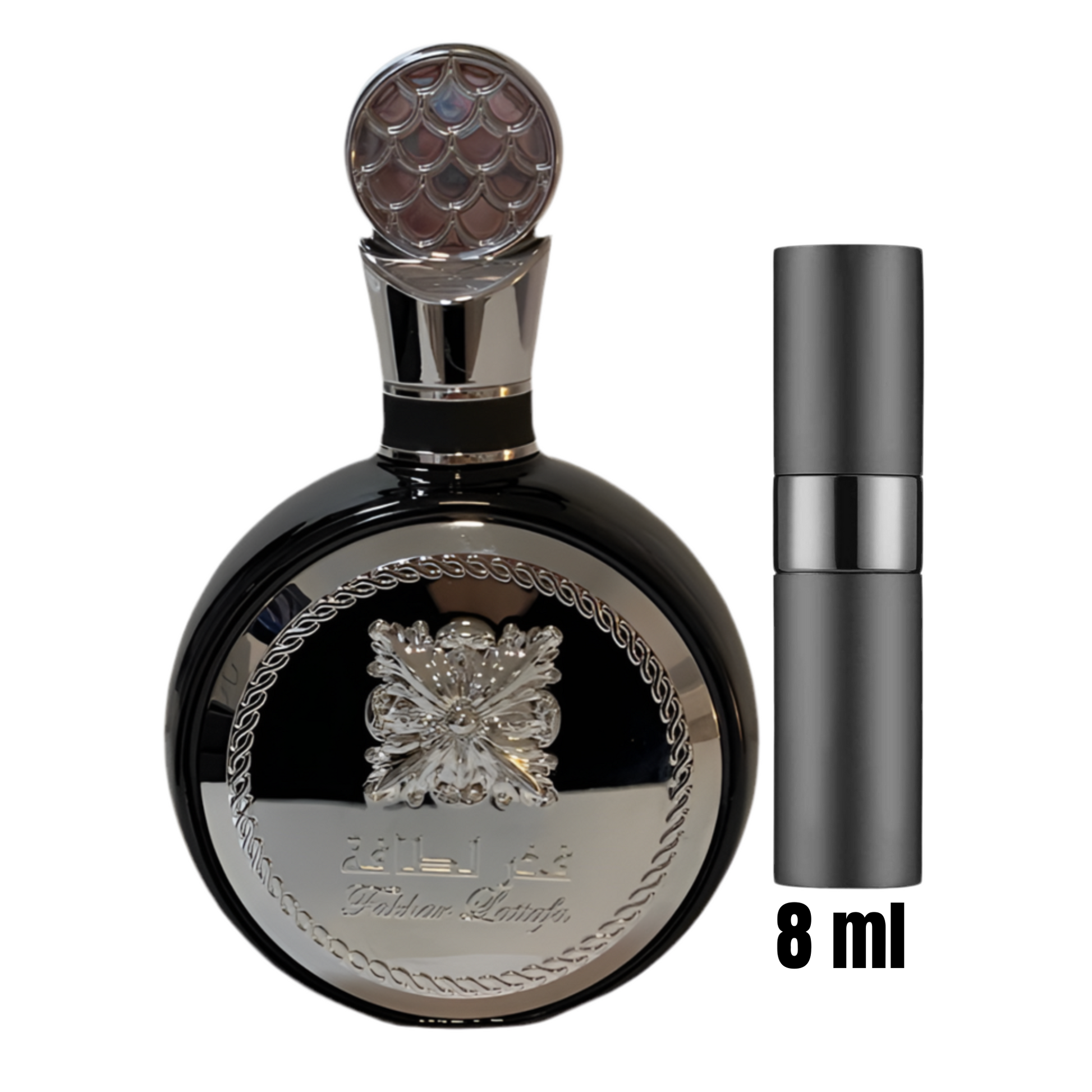 Échantillon 8 ml de Fakhar Noir / Format idéal pour découvrir ce parfum iconique.