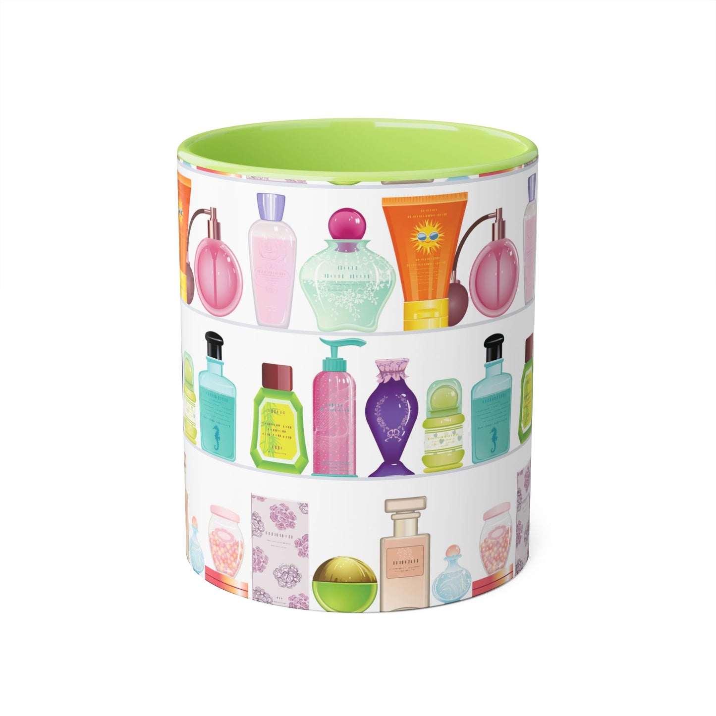 Détail des motifs de parfum sur tasse en céramique / Élégance au quotidien
