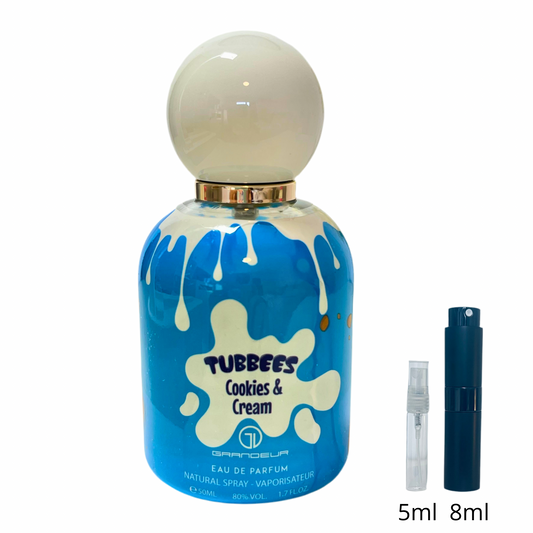 Tubbees Cookies & Cream – Grandeur / Échantillon 5 ml ou 8 ml / Flacon en verre avec spray / Parfum format voyage