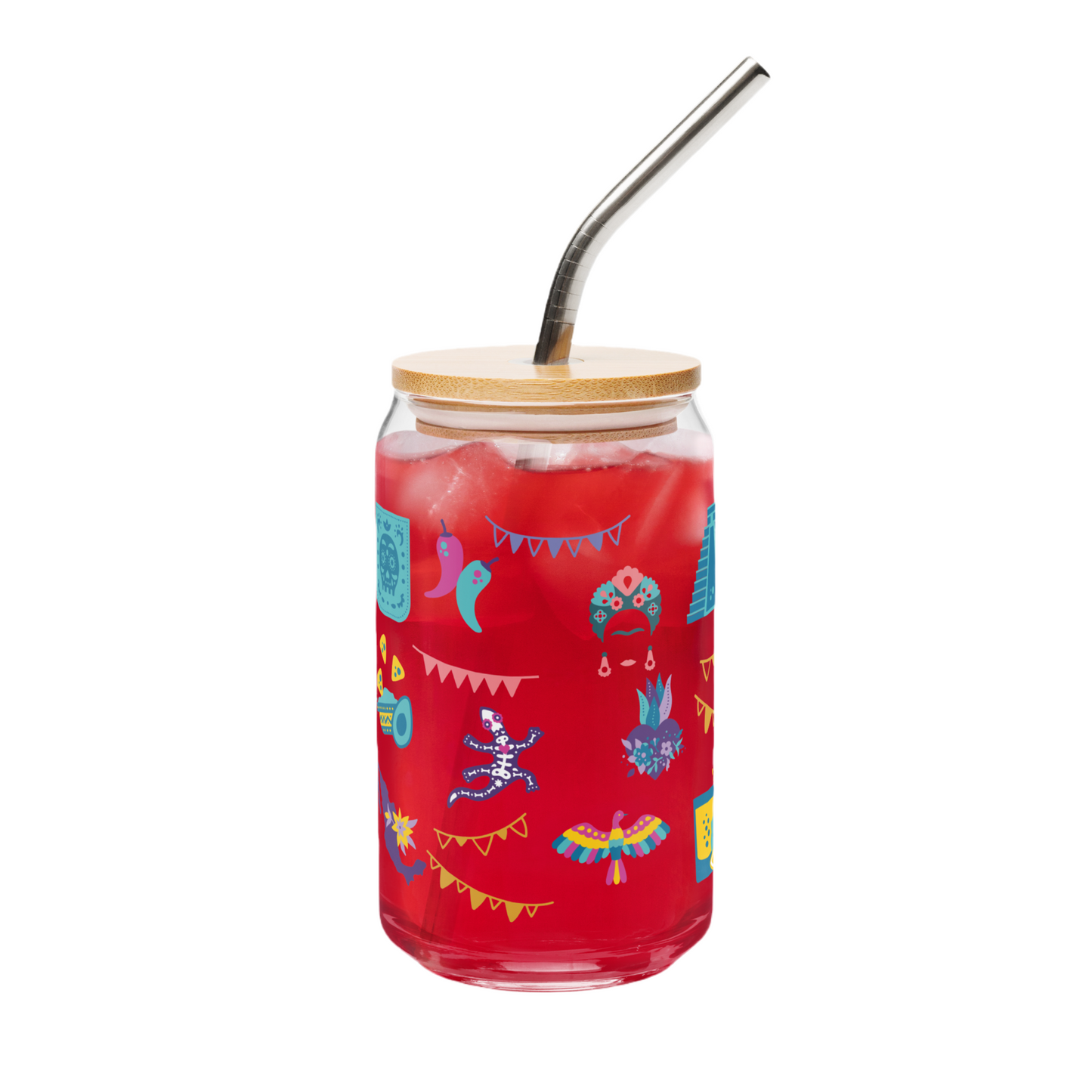 Motifs mexicains inspirés de l’art traditionnel / Couleurs vibrantes sur verre transparent