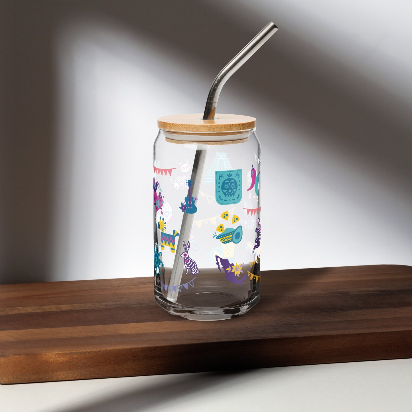 Gobelet en verre avec Couvercle en bambou naturel et paille réutilisable / Parfait pour une utilisation quotidienne