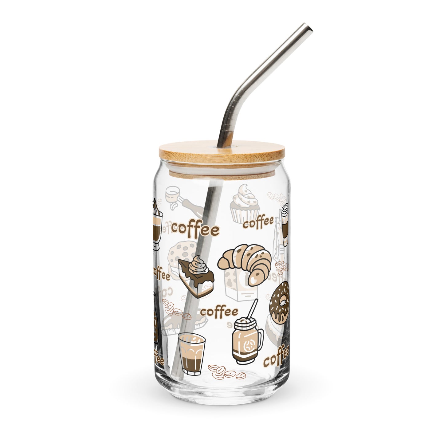 Couvercle en bambou avec joint en silicone / Paille en aluminium incluse