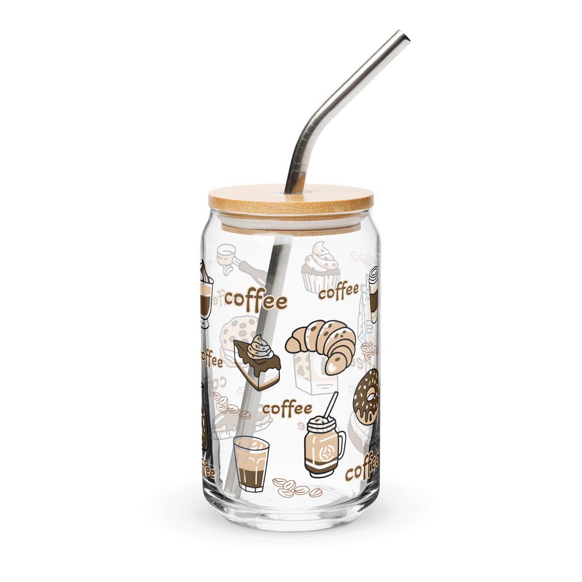 Couvercle en bambou avec joint en silicone / Paille en aluminium incluse