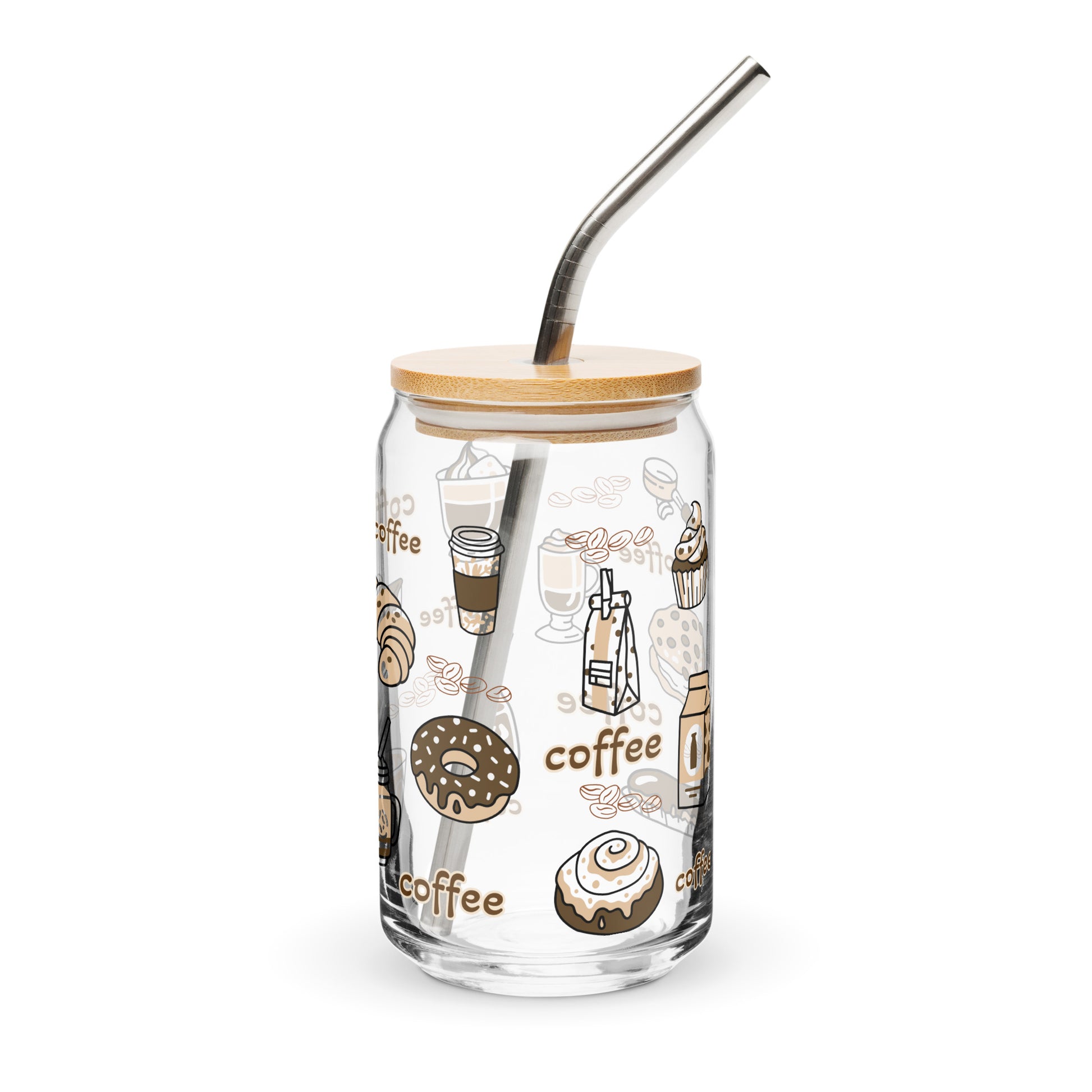 Couvercle en bambou avec joint en silicone / Paille en aluminium incluse