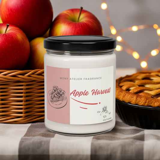 Bougie parfumée en cire de soja – Ambiance d’automne | Parfum pomme & récolte, déco chaleureuse, idée cadeau cocooning